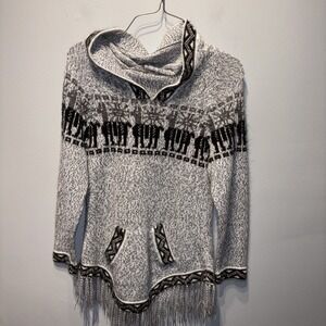 Alpaca Fringe Gray Sweater Hoodie Black Llama‎ Print Peru Soft Cute SzXS/S
